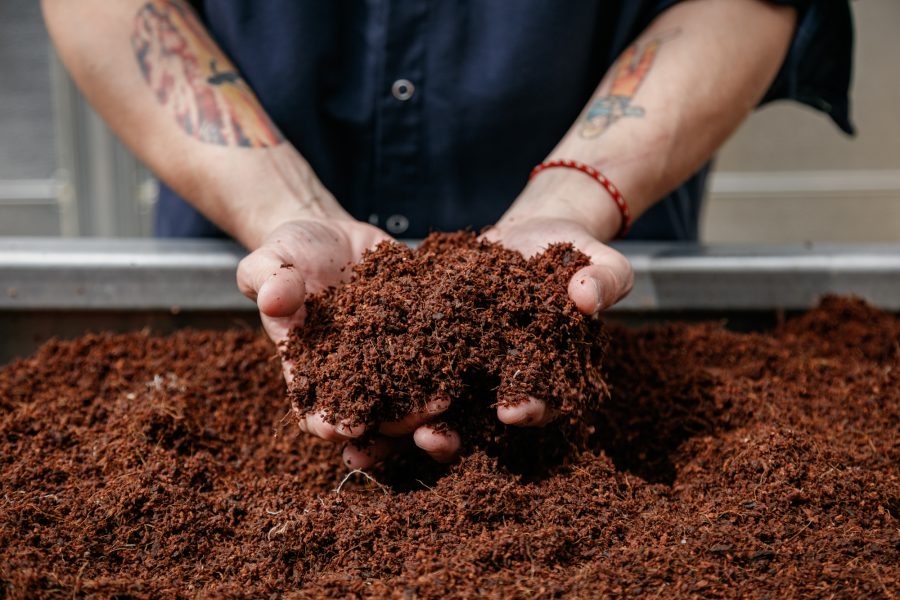 two hands holding soil.