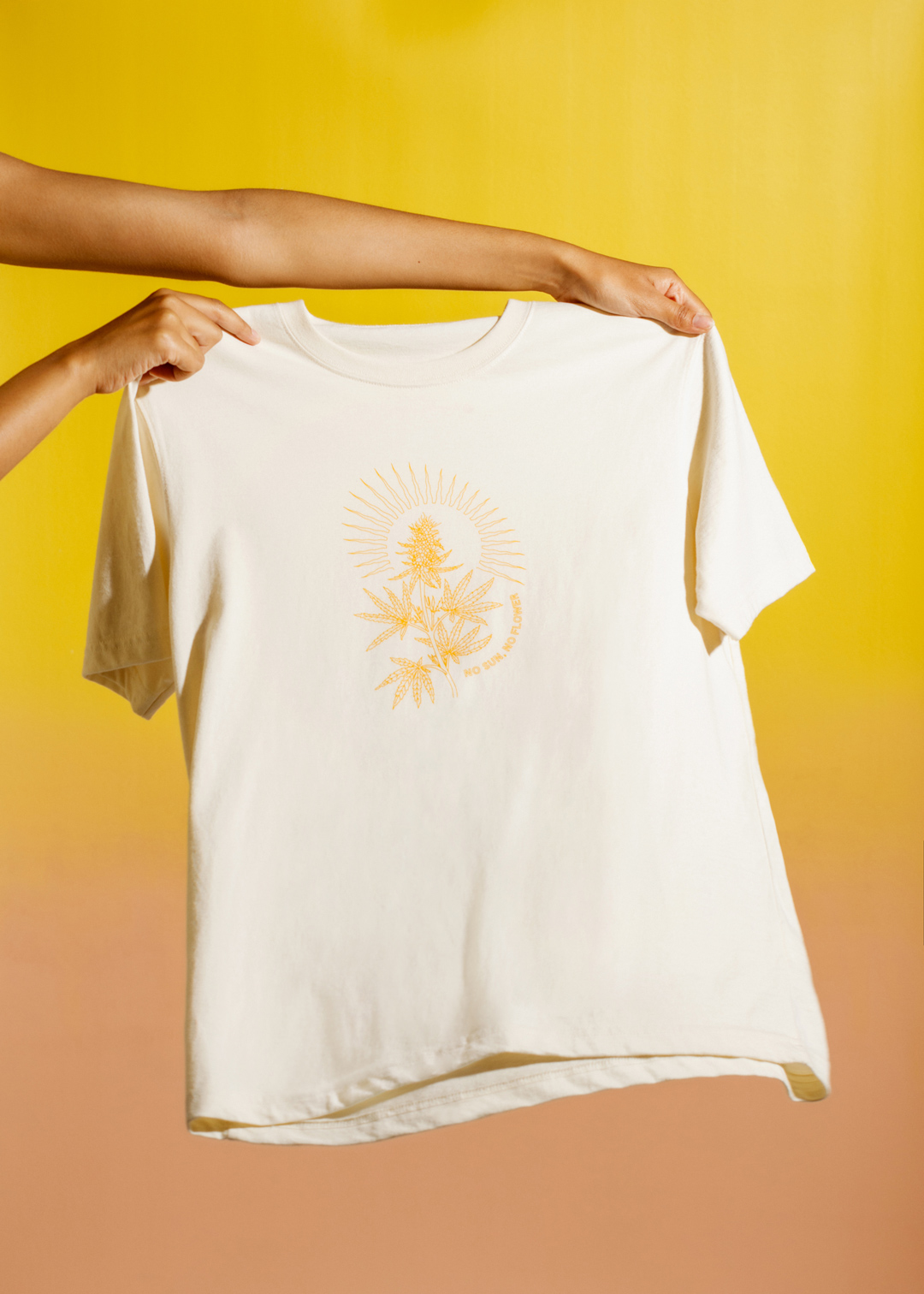 Summer Flower Tee with yellow background