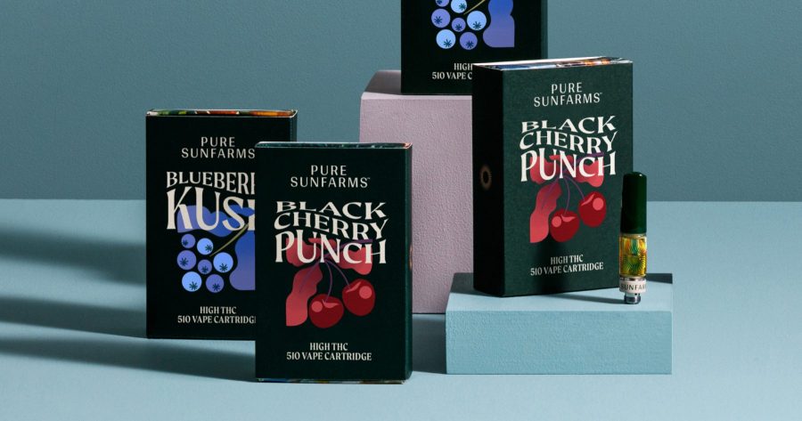 black cherry punch and blueberry kush vape packaging