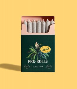 14-pack pre-rolls on yellow background